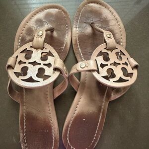 Tory Burch Brown Sandals with Logo Detail